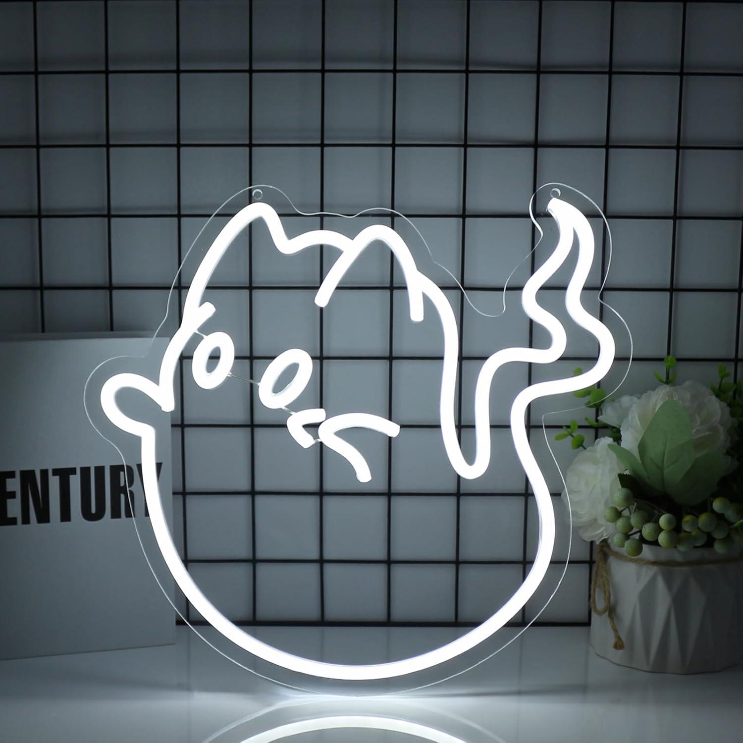 Home Decor Games Free - Cat Ghost Neon Sign USB Powered