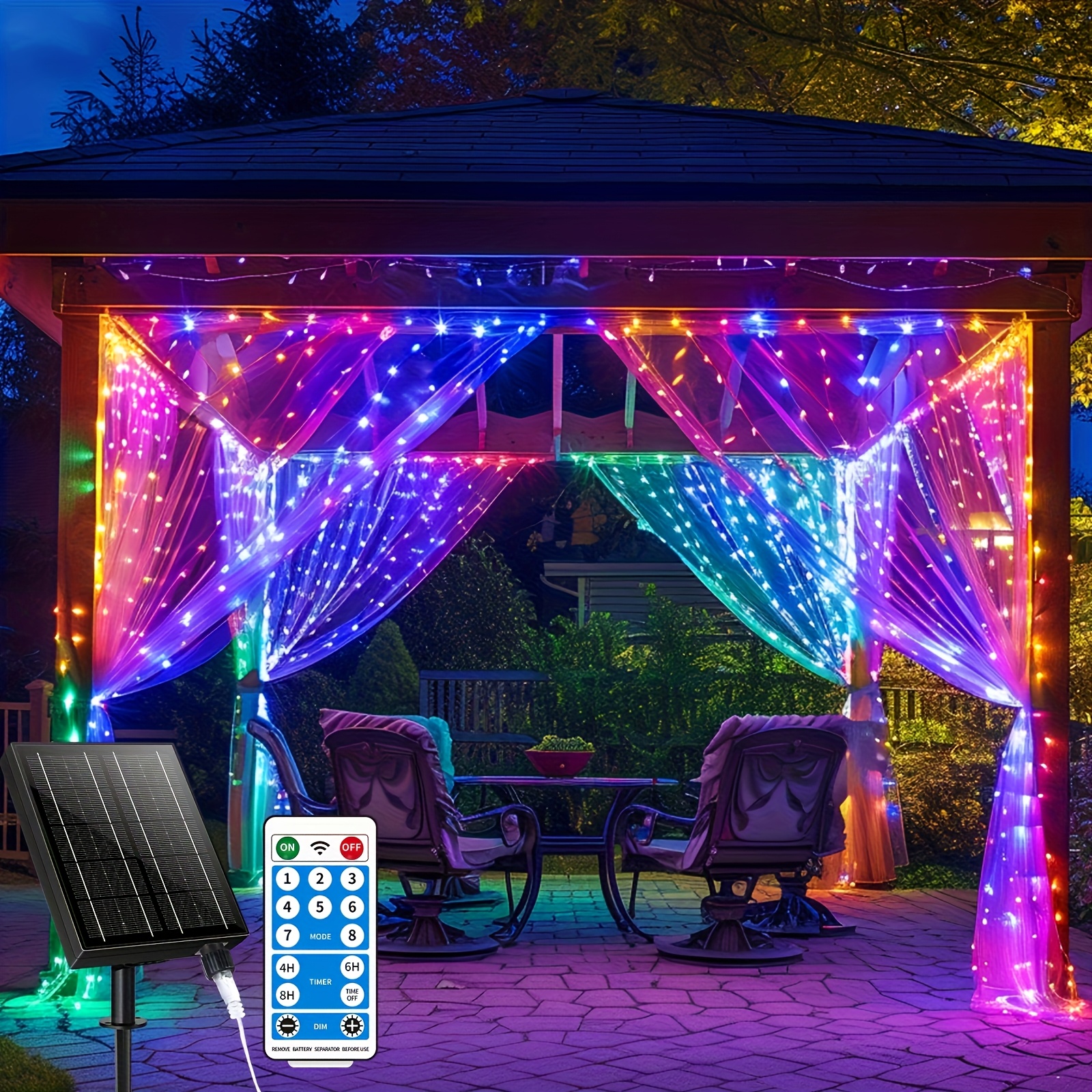 String Curtain Light - [318LED Solar Curtain Lights] 318LED Dimmable
