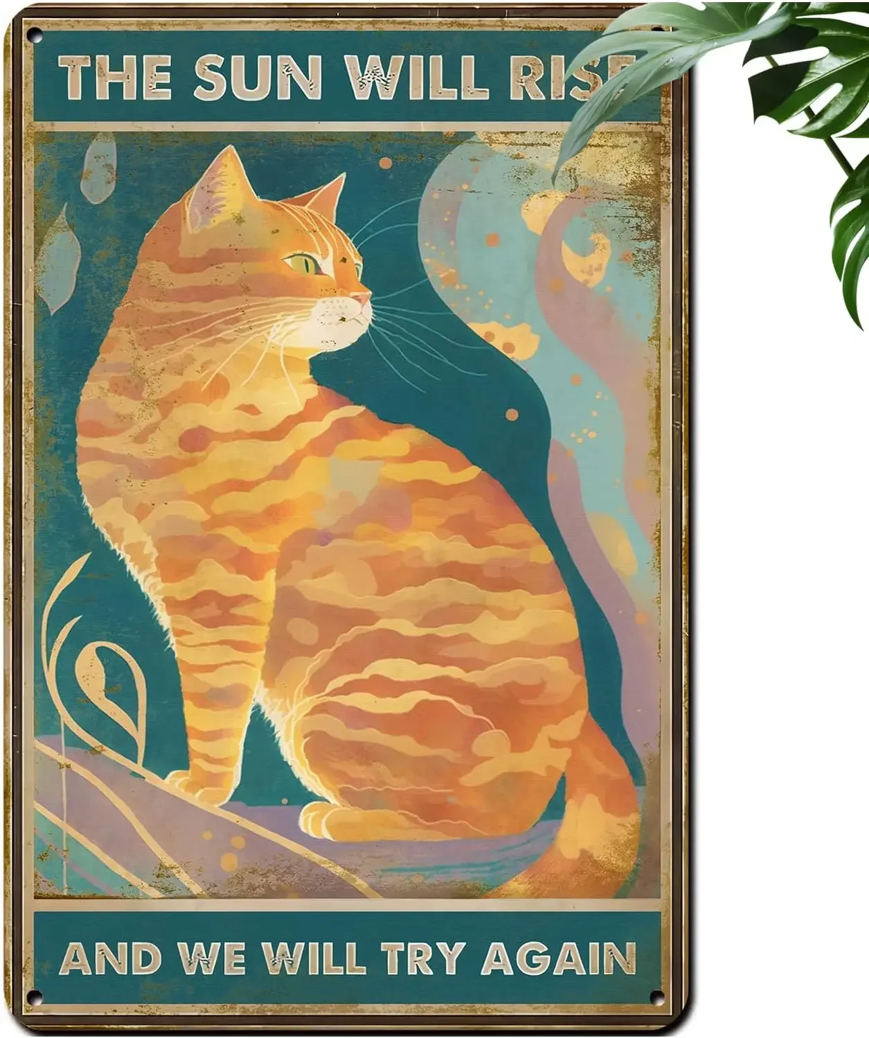 Home Decor Store - CEQOLI Orange Tabby Cat Vintage Tin