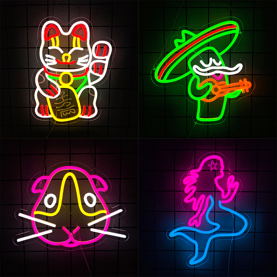 Home Decor Store - Animation Led Neon Sign, 3D Carved