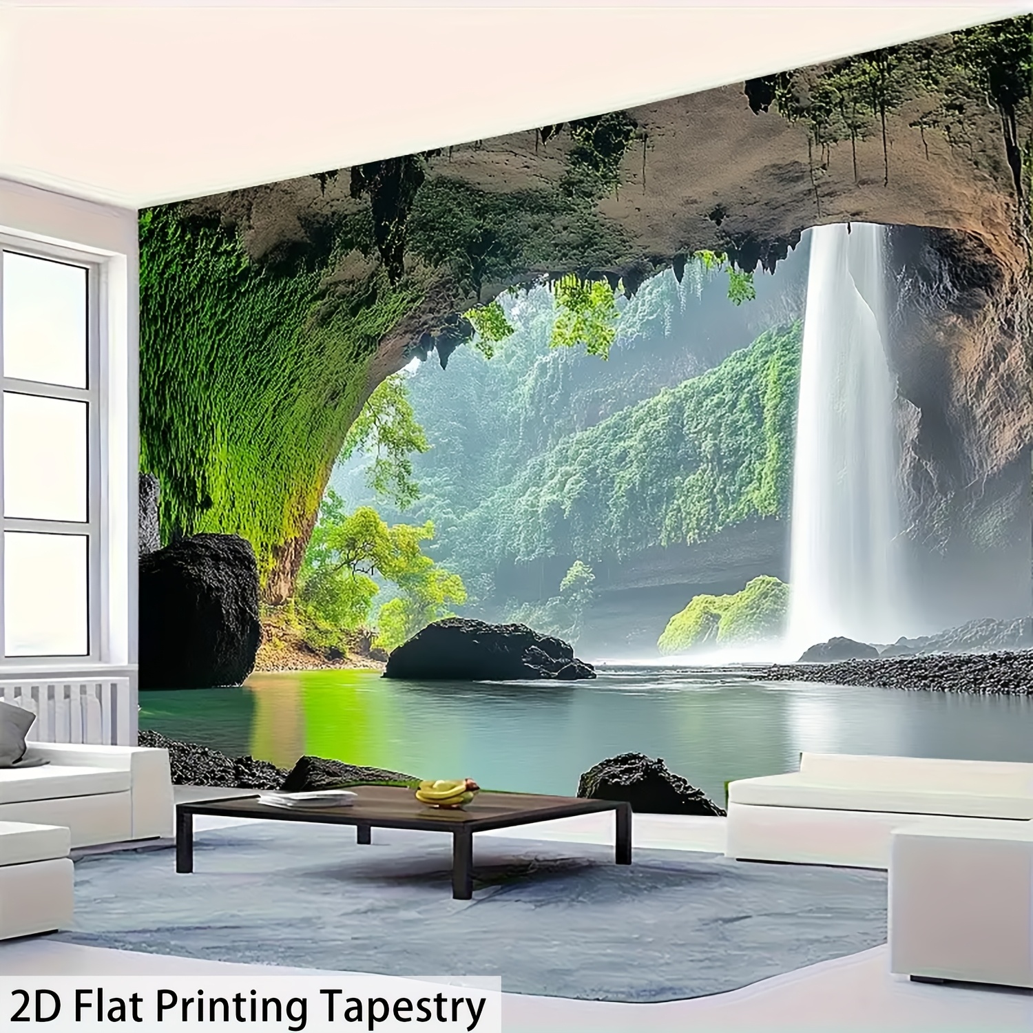 Home Decor Under 100 - Majestic Waterfall Cave Tapestry Wall Hanging,