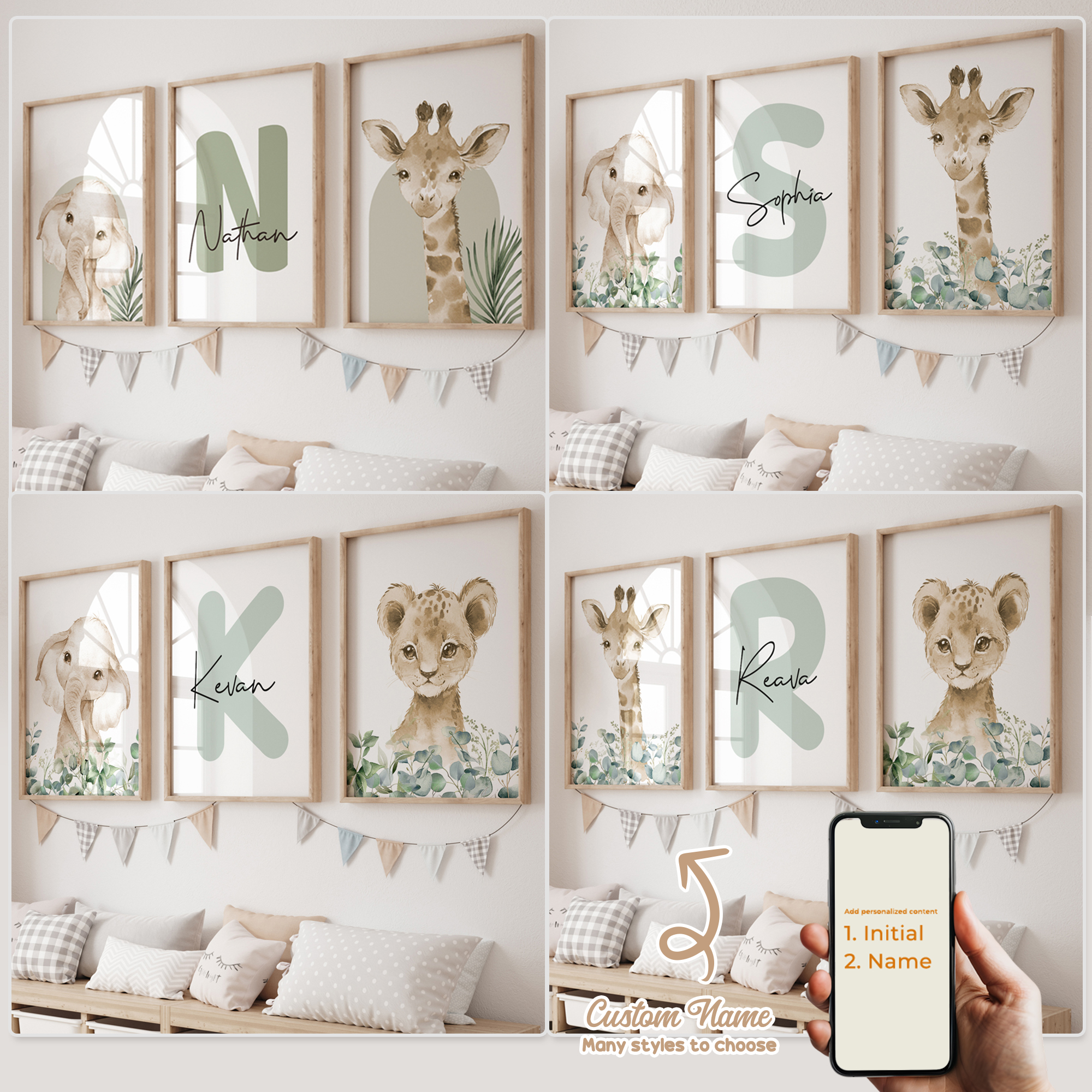 Home Decor Aesthetic - 3pcs Personalized Custom Name Cartoon Forest