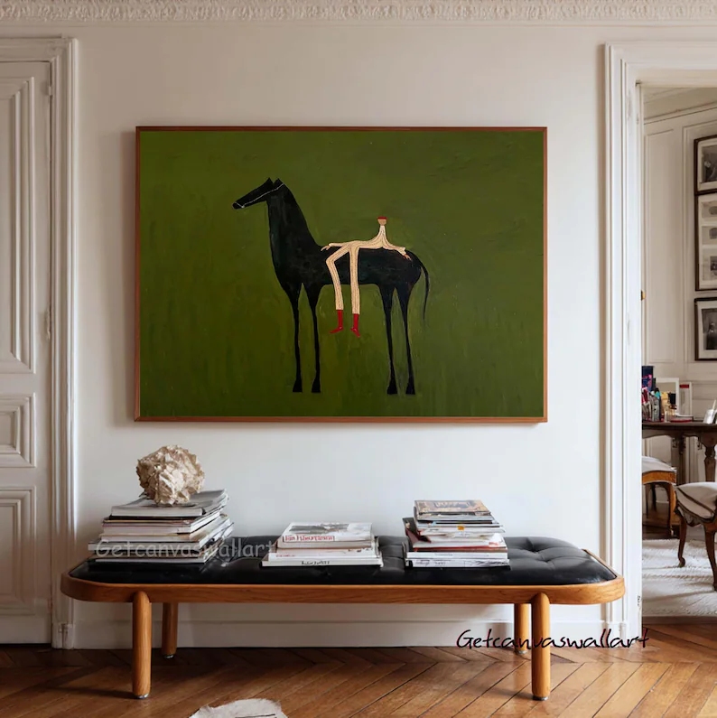 Home Decor Aesthetic - Modern Abstract Western Horse & Figure