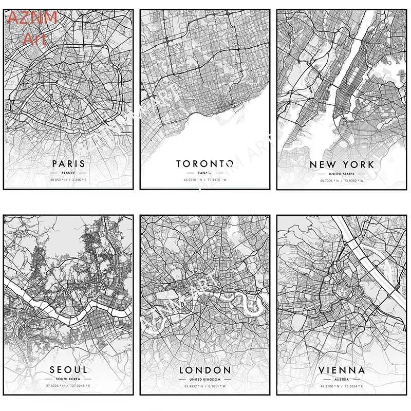 City Map Artwork Poster Paris  - Home Decor New York avis et prix