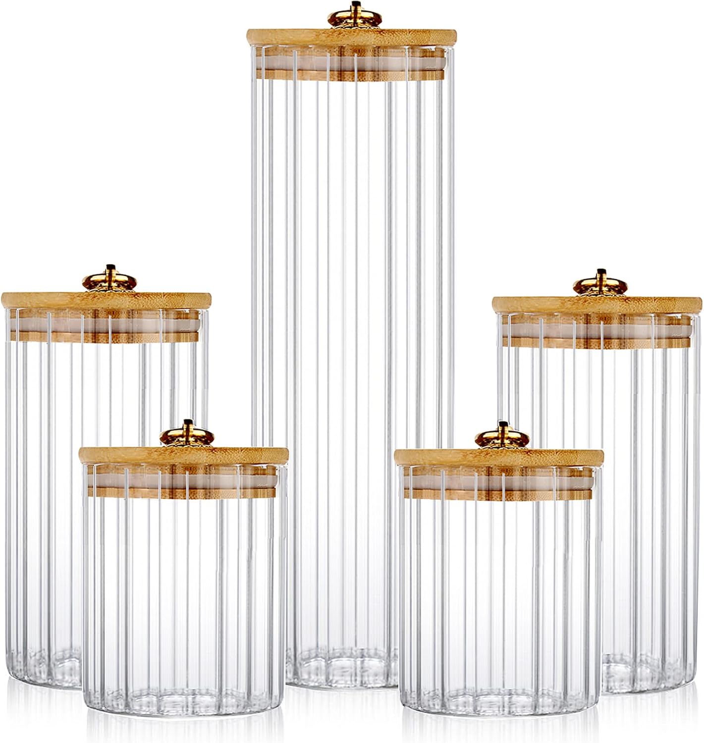 Glass Storage Jars Set of 5, D - Home Decor Store avis et prix