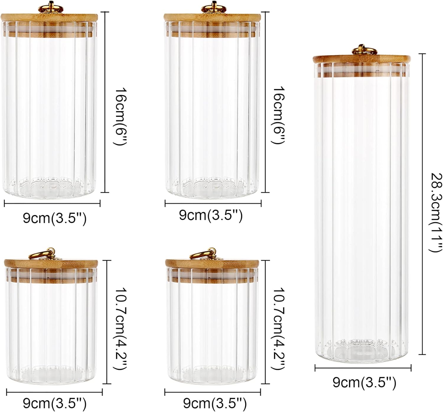 Glass Storage Jars Set of 5, D - Home Decor Store avis et prix