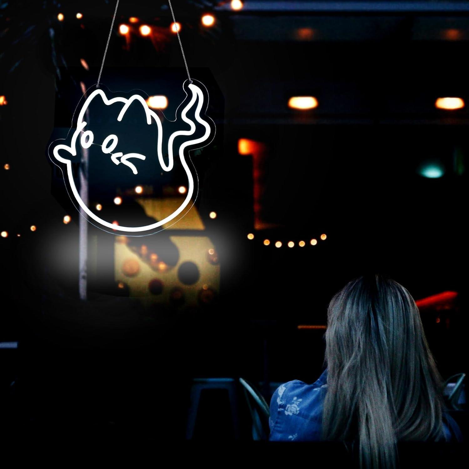 Cat Ghost Neon Sign USB Powere - Home Decor Games Free avis et prix