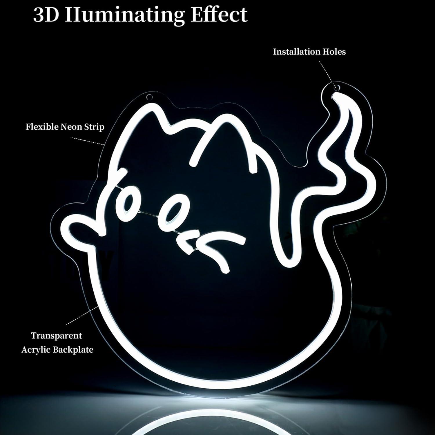 Cat Ghost Neon Sign USB Powere - Home Decor Games Free avis et prix