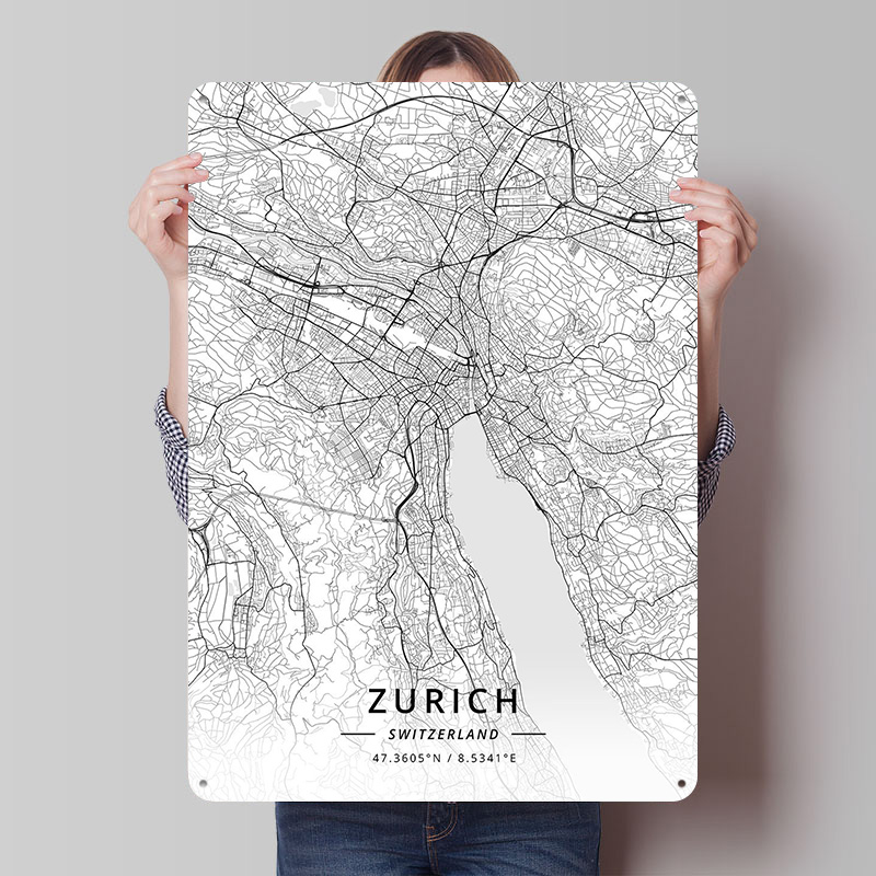 Zurich Switzerland Tin Sign Wa - Home Decor Zurich avis et prix