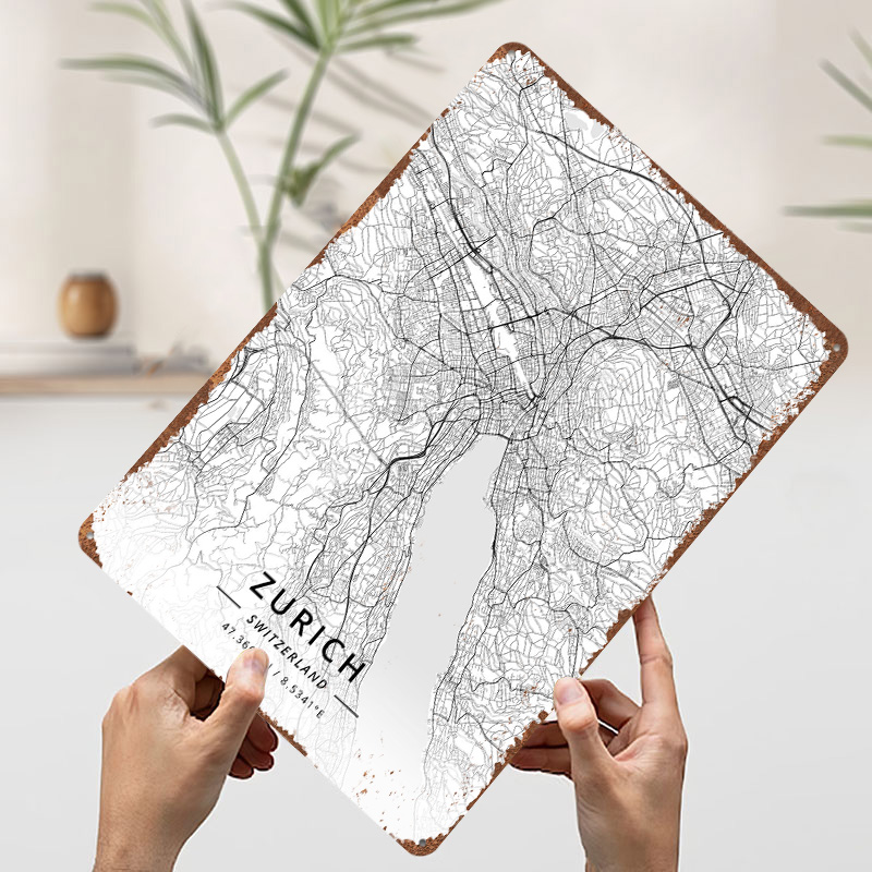 Zurich Switzerland Tin Sign Wa - Home Decor Zurich avis et prix