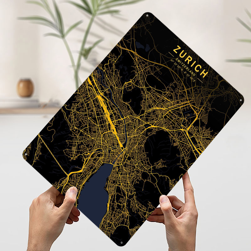 Zurich Golden City Map Metal P - Home Decor Zurich avis et prix