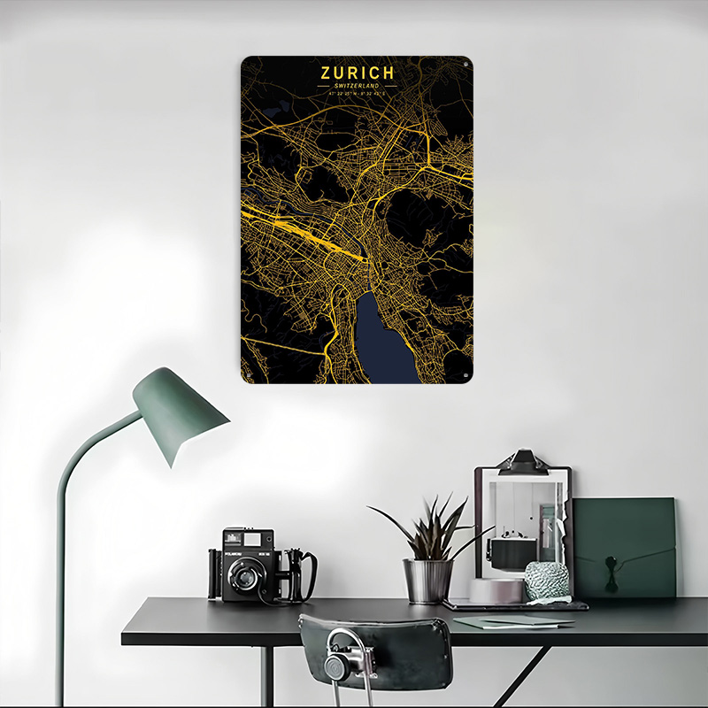Zurich Golden City Map Metal P - Home Decor Zurich avis et prix