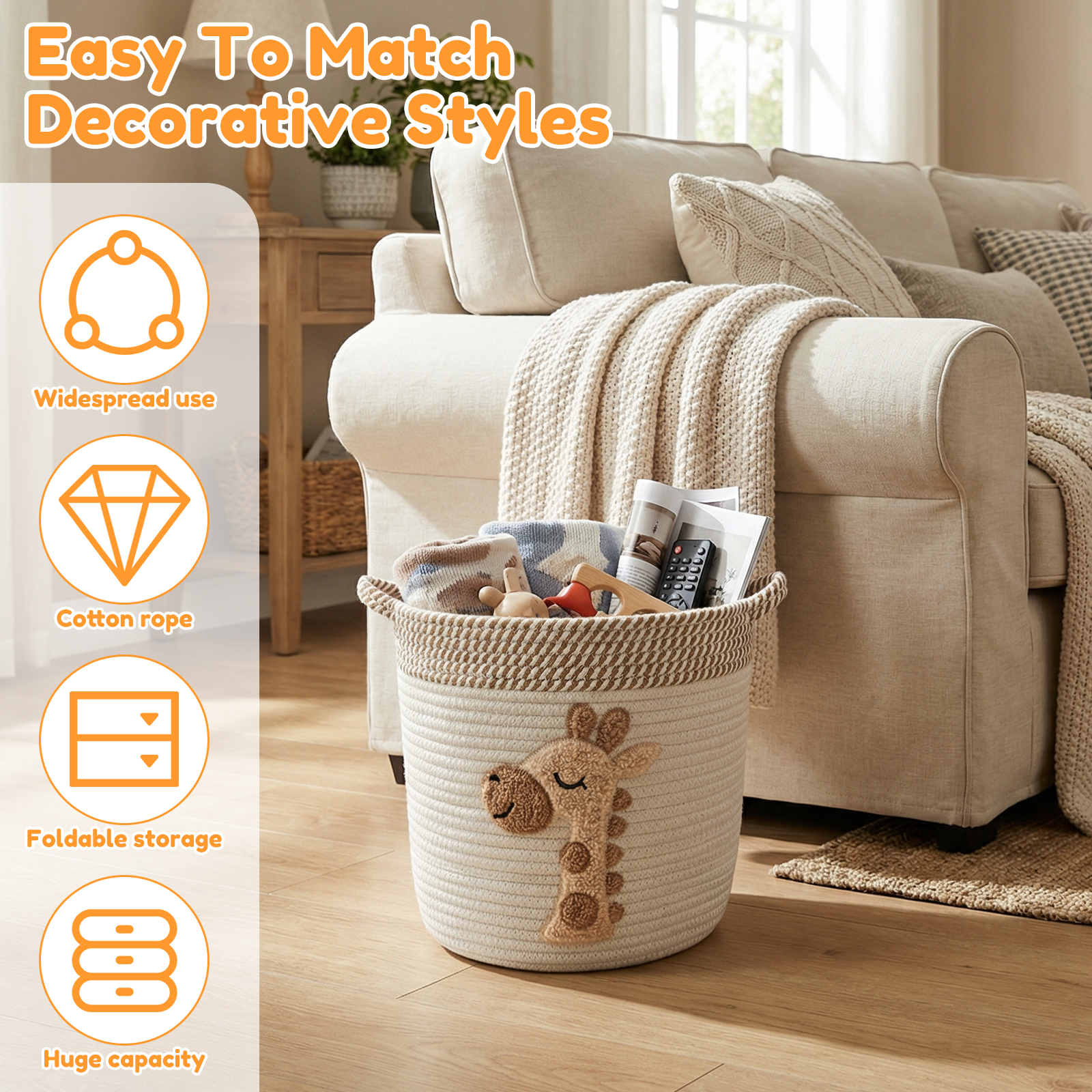 Cotton Rope Storage Basket Lar - Home Decor Hampers avis et prix