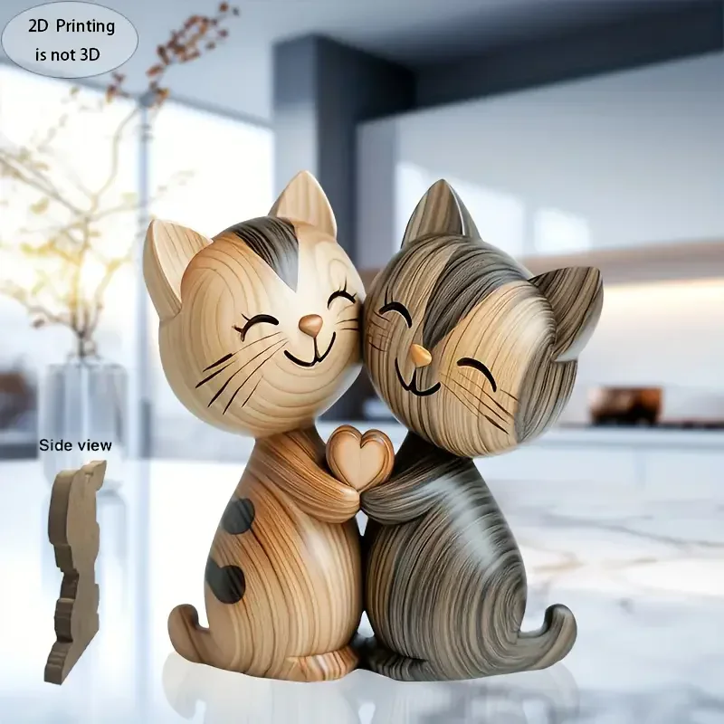 Wooden Kitten Couple Sculpture - Home Decor Enthusiast avis et prix