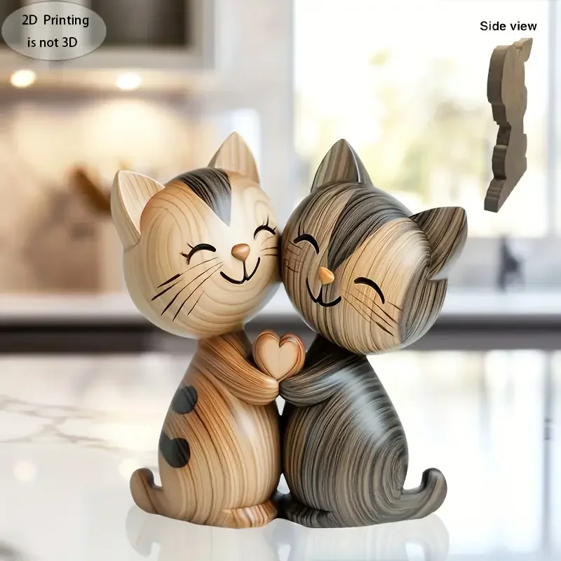 Wooden Kitten Couple Sculpture - Home Decor Enthusiast avis et prix
