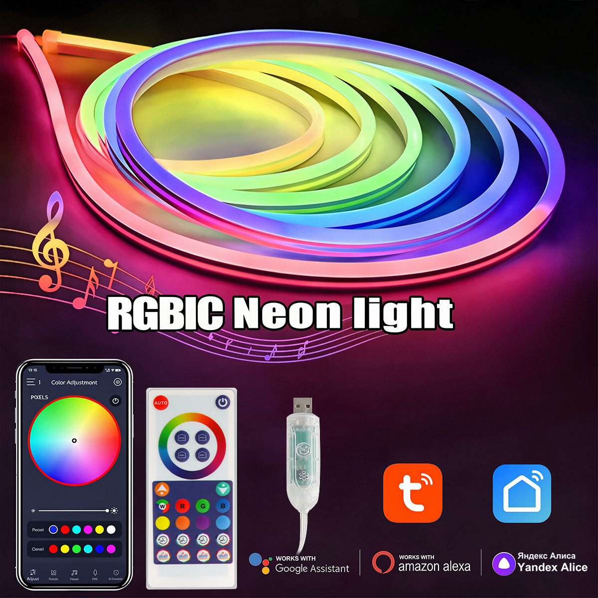 WiFi RGBIC Neon LED Strip Ligh - Home Decor App Free avis et prix