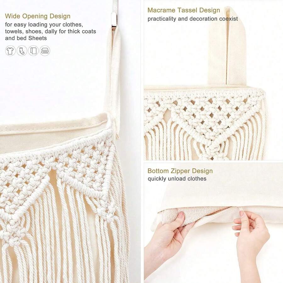 Macrame Hanging Laundry Hamper - Home Decor Hampers avis et prix