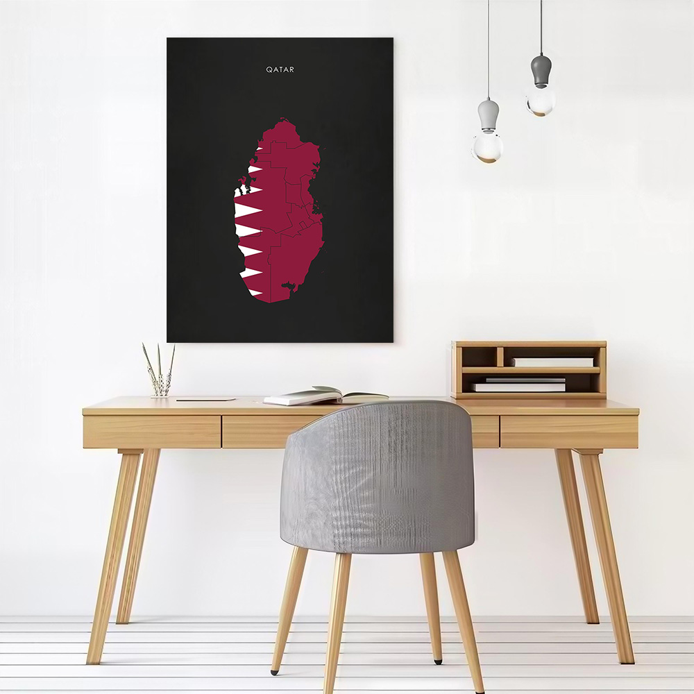 Qatar Flag Map Canvas Wall Art - Home Decor Qatar avis et prix