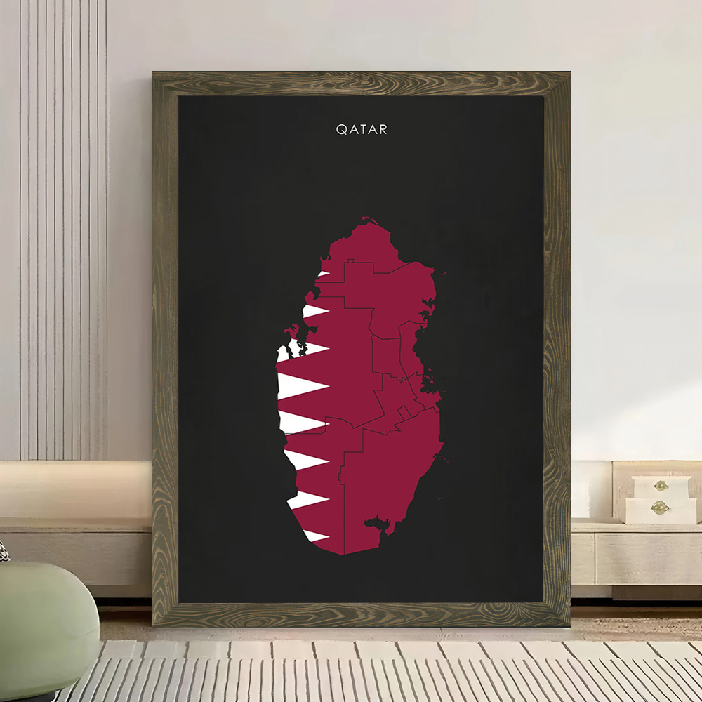 Qatar Flag Map Canvas Wall Art - Home Decor Qatar avis et prix