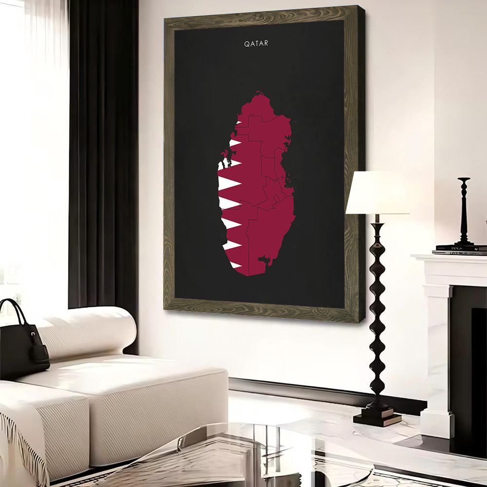 Qatar Flag Map Canvas Wall Art - Home Decor Qatar avis et prix