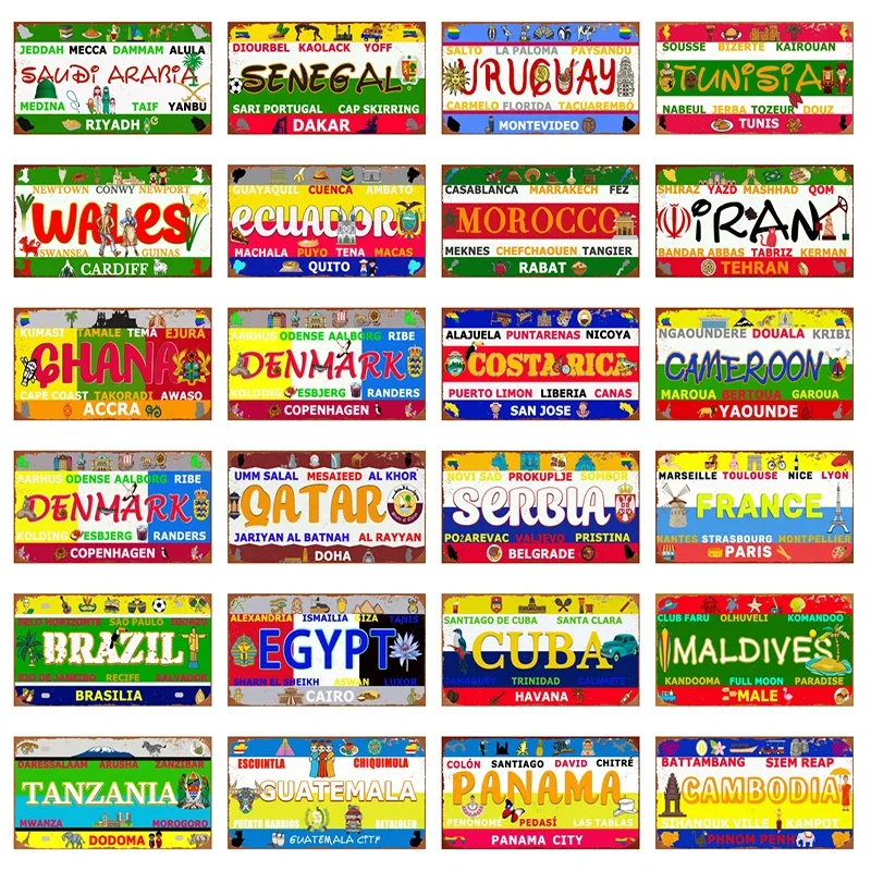 Qatar Tunisia Brazil Cuba Tin  - Home Decor Qatar avis et prix