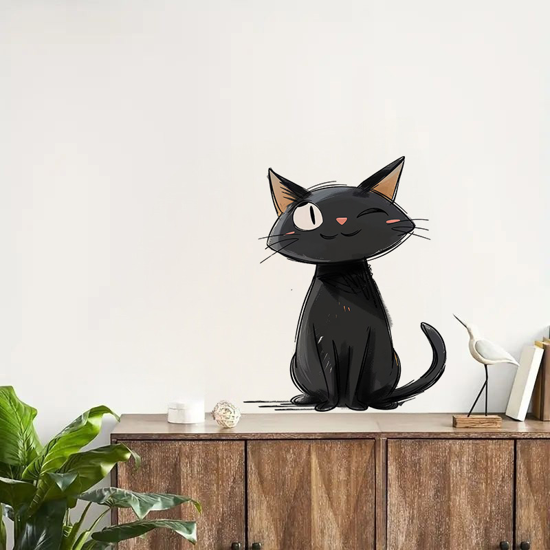 Cartoon Black Cats Wall Sticke - Home Decor Vinyl Flooring avis et prix