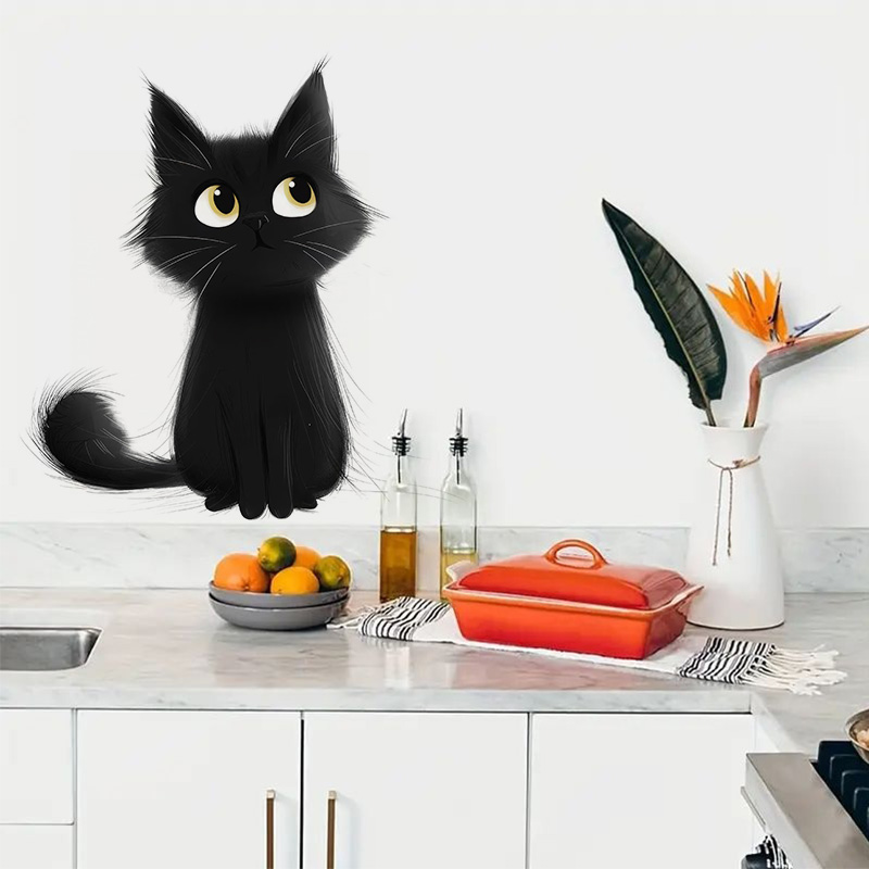 Cartoon Black Cats Wall Sticke - Home Decor Vinyl Flooring avis et prix