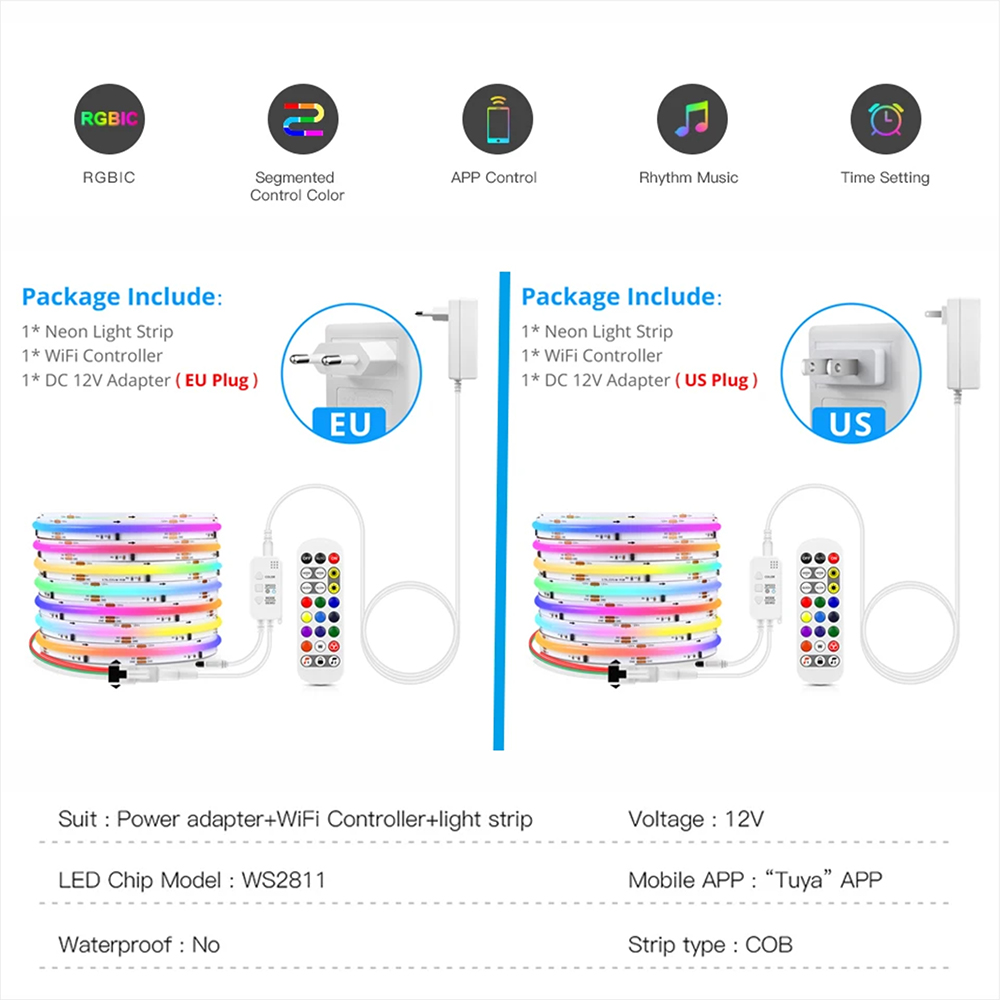 Tuya WiFi WS2811 RGBIC COB LED - Home Decor App Free avis et prix