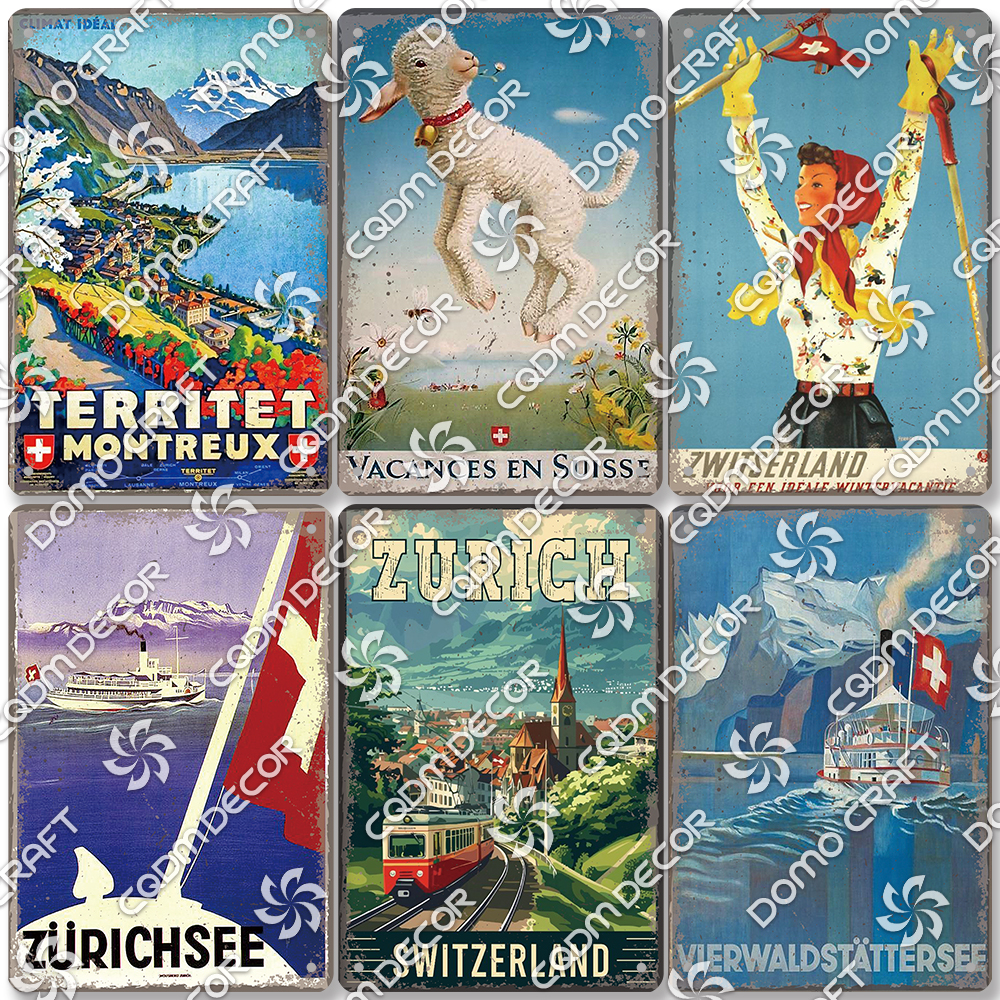 Switzerland Scenery Plaque Tin - Home Decor Zurich avis et prix