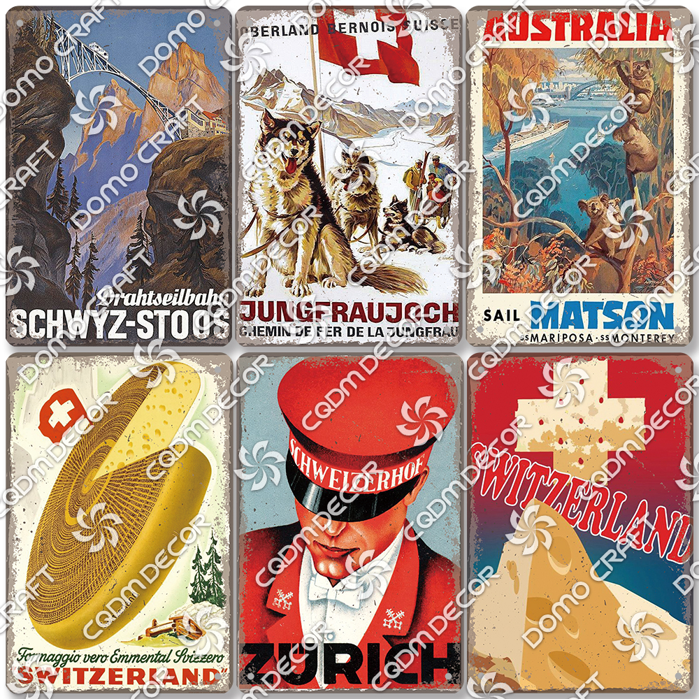Switzerland Scenery Plaque Tin - Home Decor Zurich avis et prix