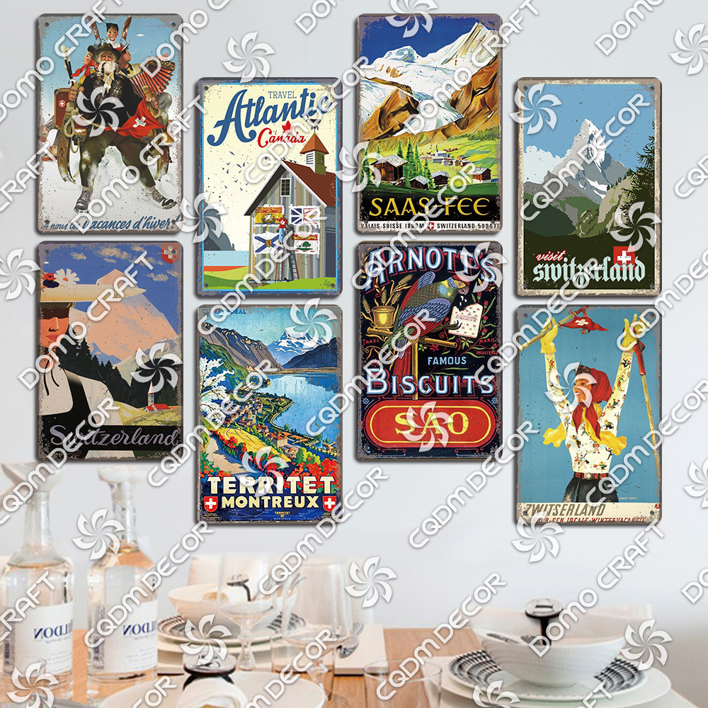 Switzerland Scenery Plaque Tin - Home Decor Zurich avis et prix