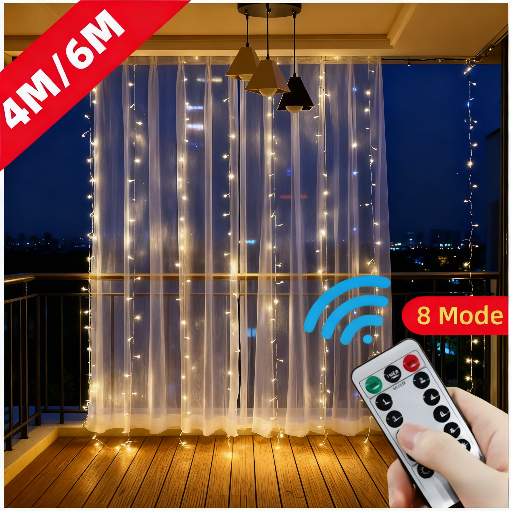4/6M/8 Mode Curtain Garland on - String Curtain Light avis et prix