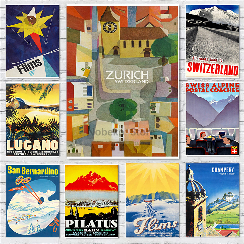 Switzerland Vintage Travel Pos - Home Decor Zurich avis et prix