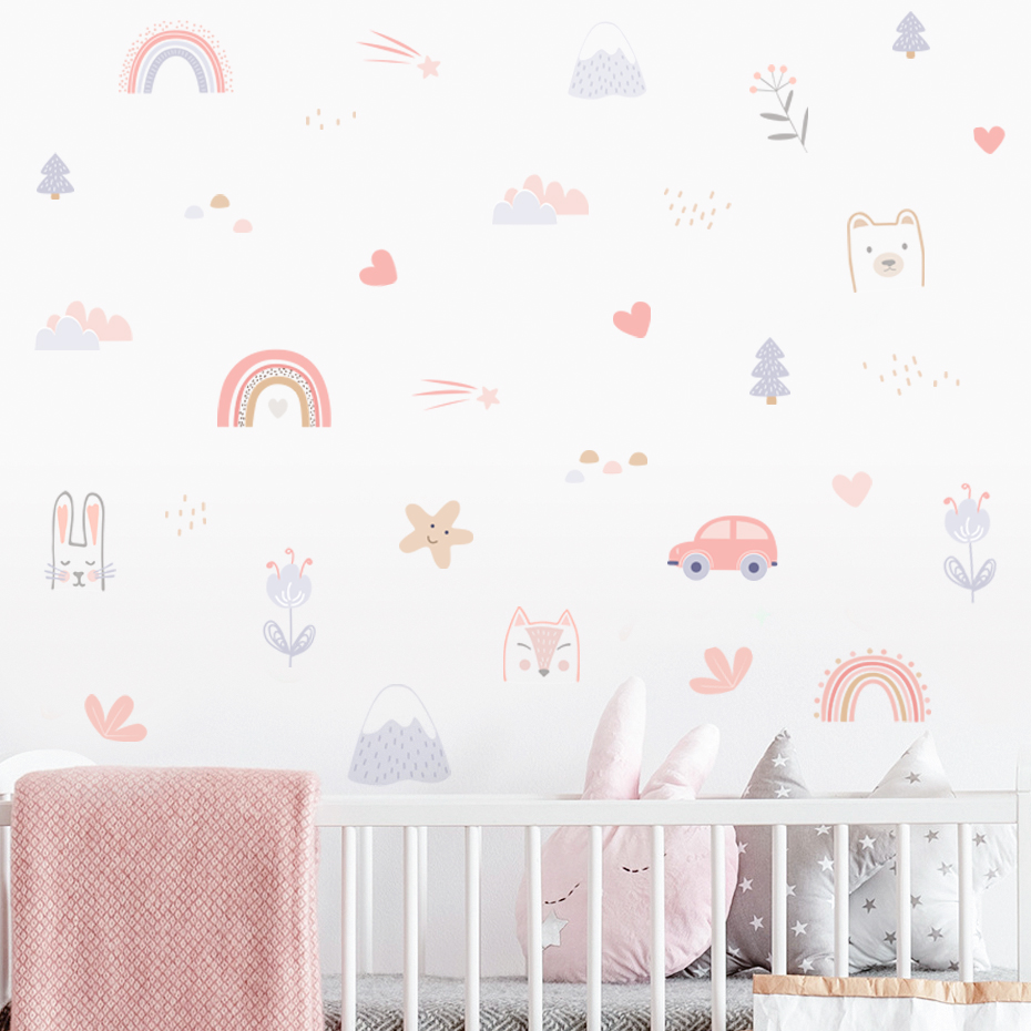 Cartoon Rainbow Animals Faces  - Home Decor Vinyl Flooring avis et prix