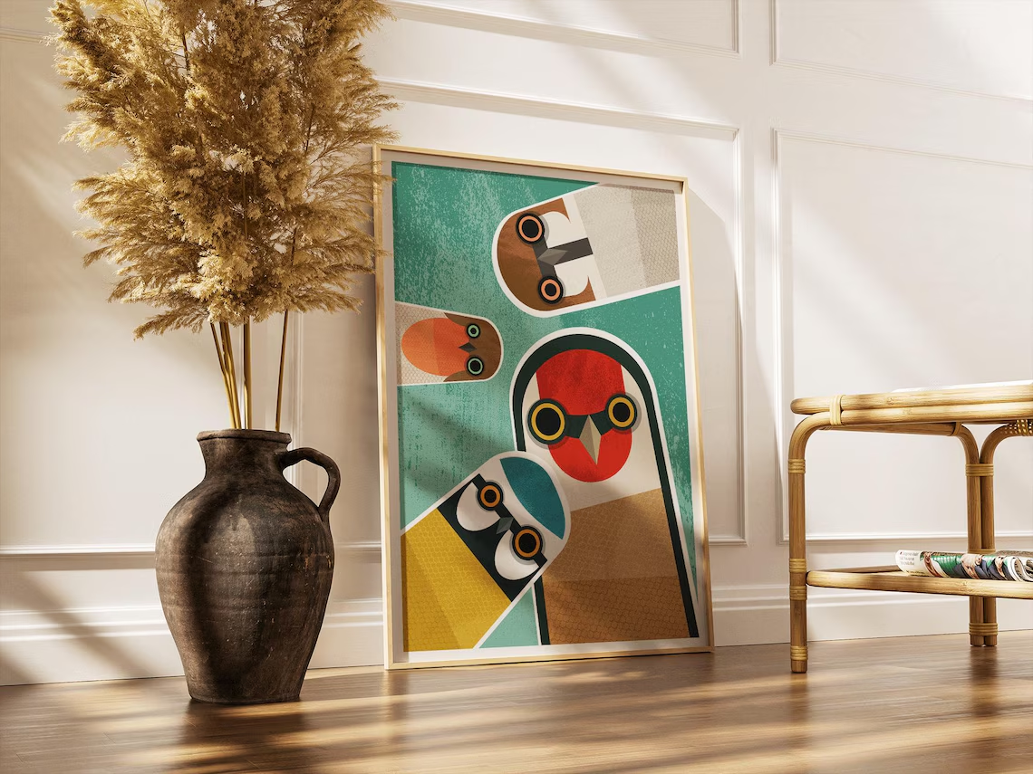 Mid Century Geometric Bird Col - Home Decor Enthusiast avis et prix