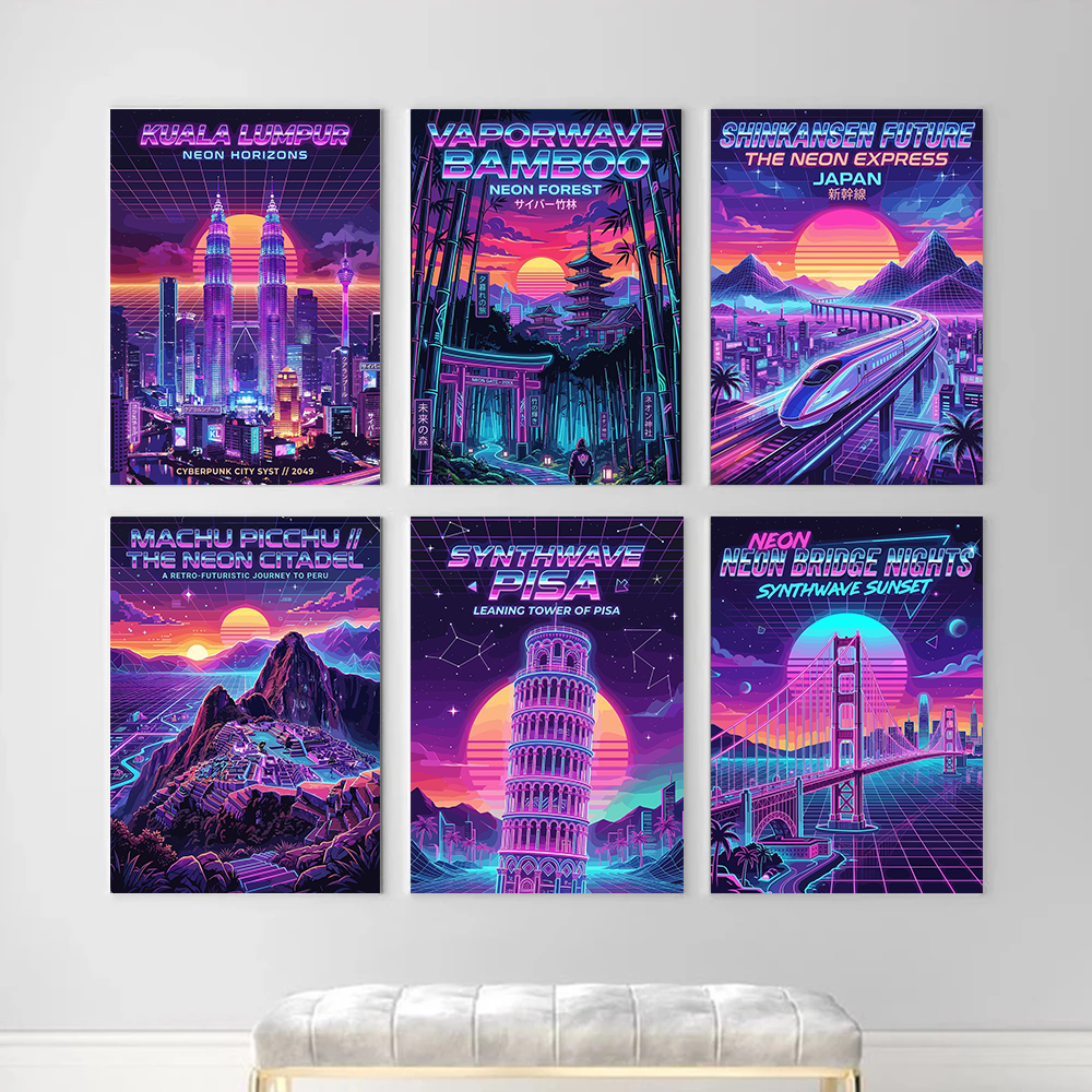 Retro Neon City Nightscape Pos - Home Decor Kuala Lumpur avis et prix