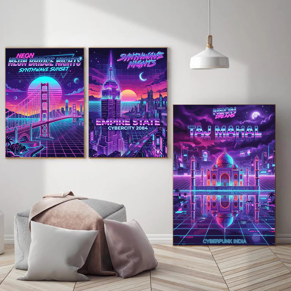 Retro Neon City Nightscape Pos - Home Decor Kuala Lumpur avis et prix