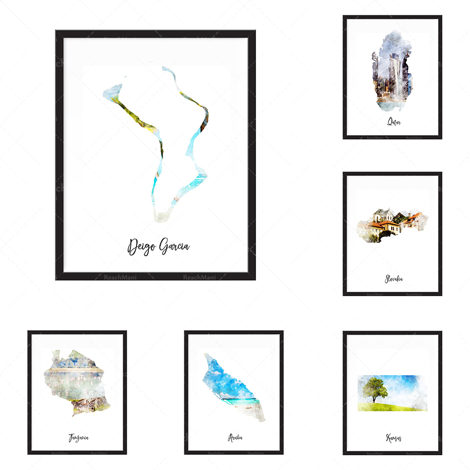 Impression de carte aquarelle  - Home Decor Qatar avis et prix