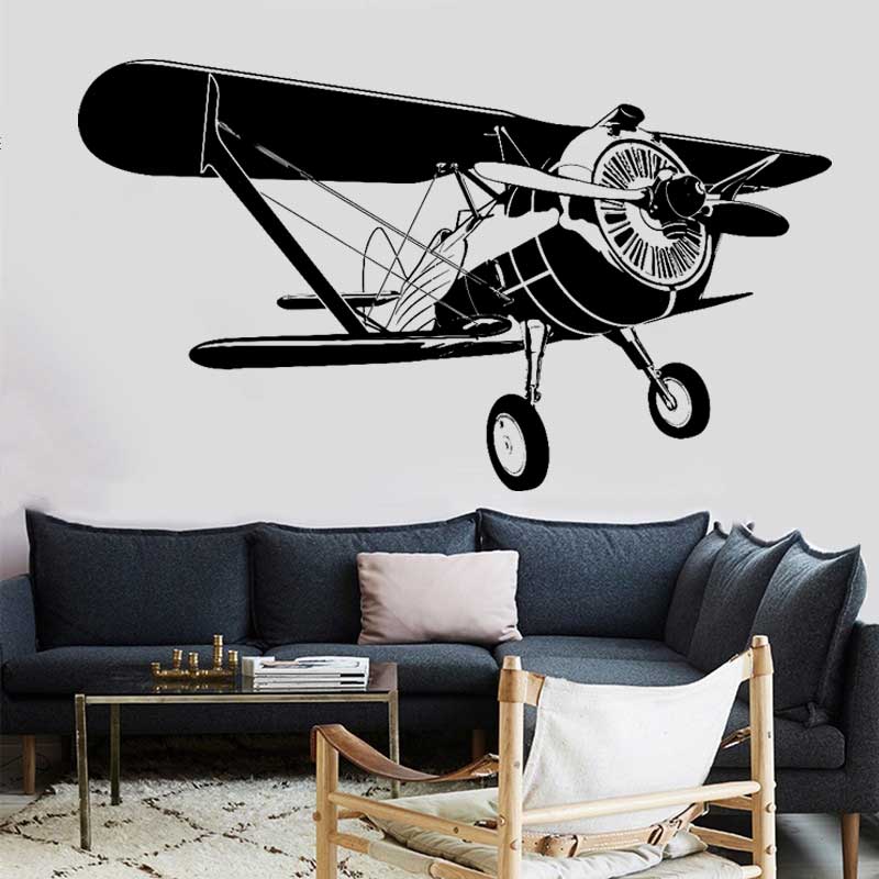 Airplane Retro Biplane Vinyl W - Home Decor Vinyl Flooring avis et prix
