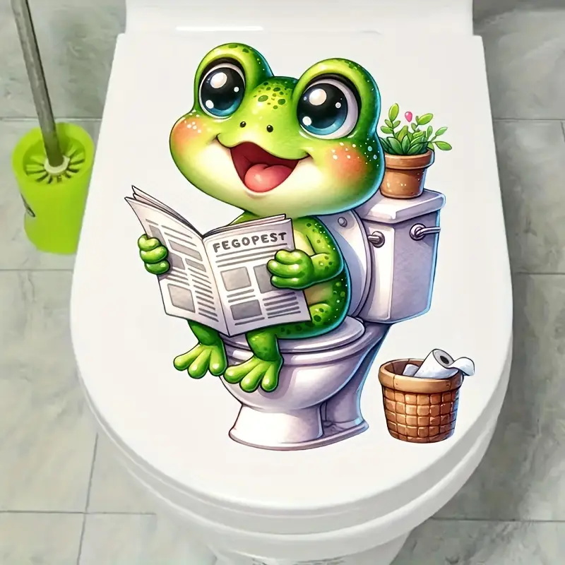 Frog on Toilet Reading Newspap - Home Decor Vinyl Flooring avis et prix