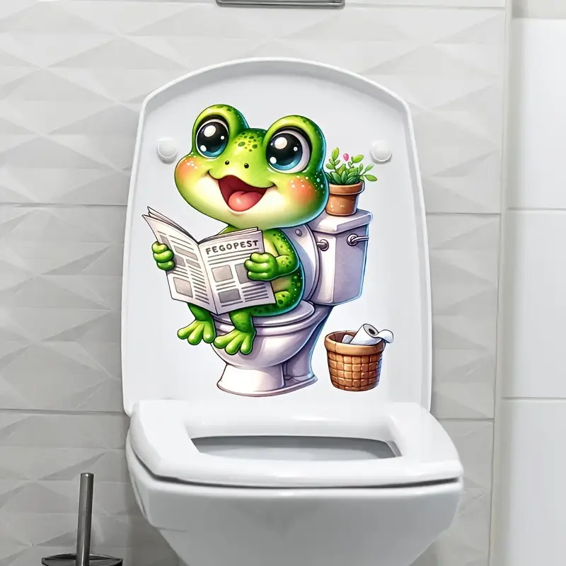 Frog on Toilet Reading Newspap - Home Decor Vinyl Flooring avis et prix