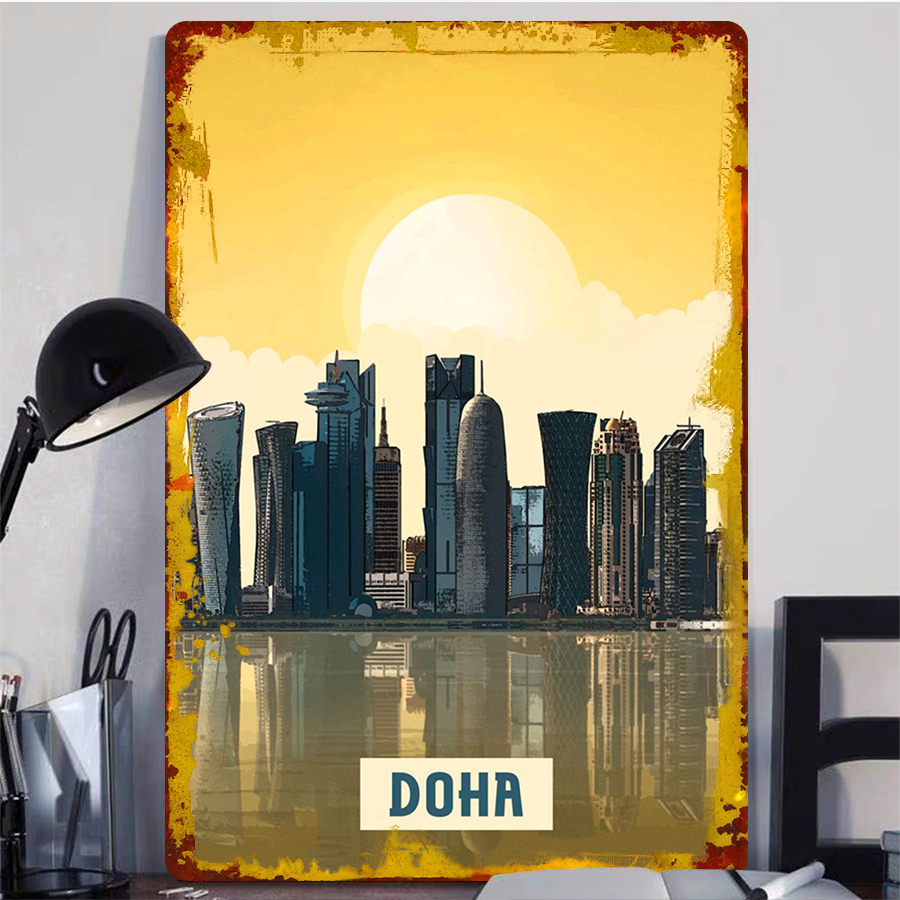 Doha Skyline Metal Wall Art Qa - Home Decor Qatar avis et prix