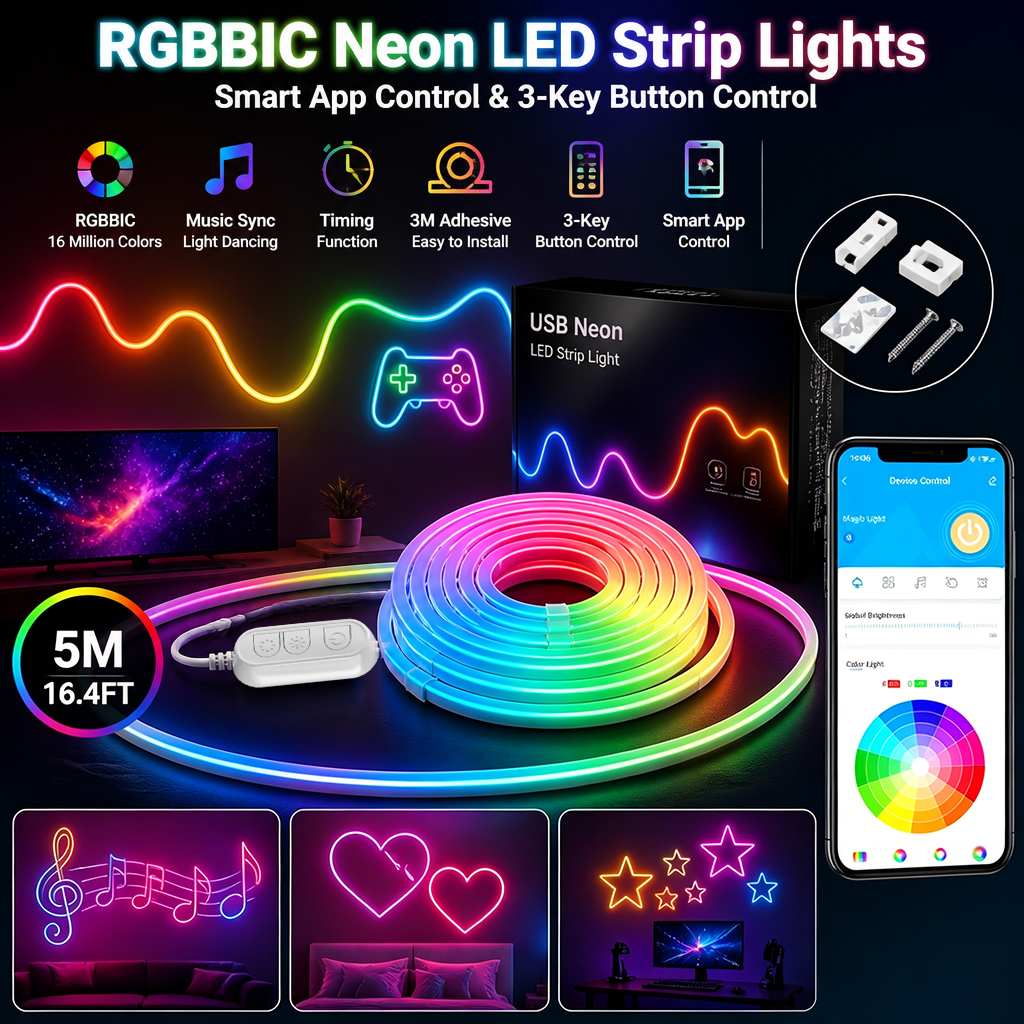 5M RGB Color Changing Neon Lig - Home Decor App Free avis et prix
